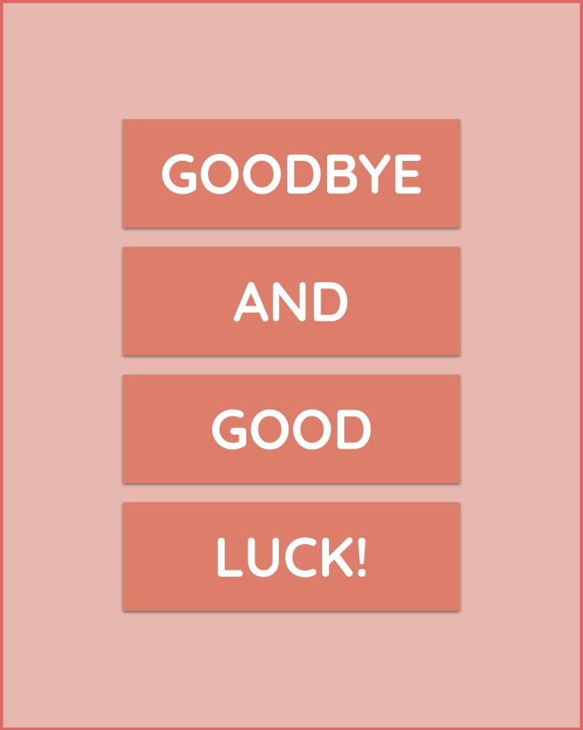 Card design "Goodbye and good luck"