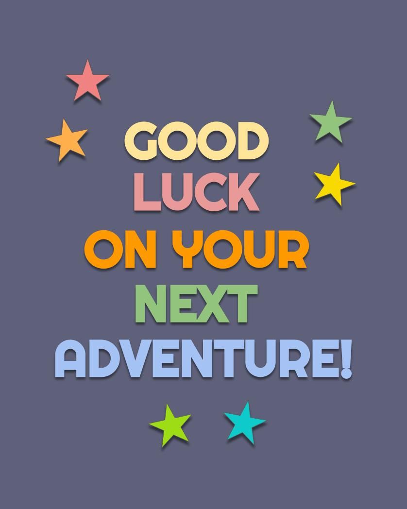 Card design "Good luck on your next adventure office farewell card"