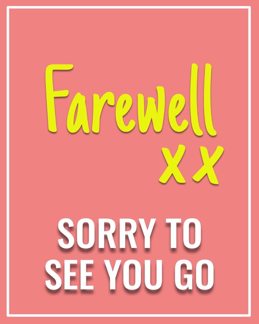 Card design "Farewell, sorry to see you go"