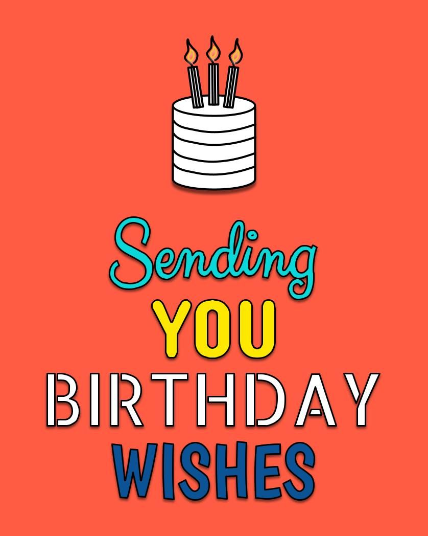 Card design "sending you birthday wishes"