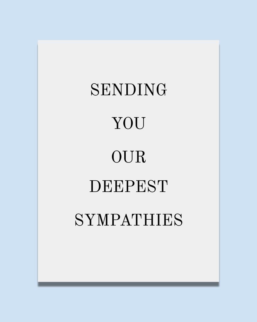 Card design "Sending you our deepest sympathies"