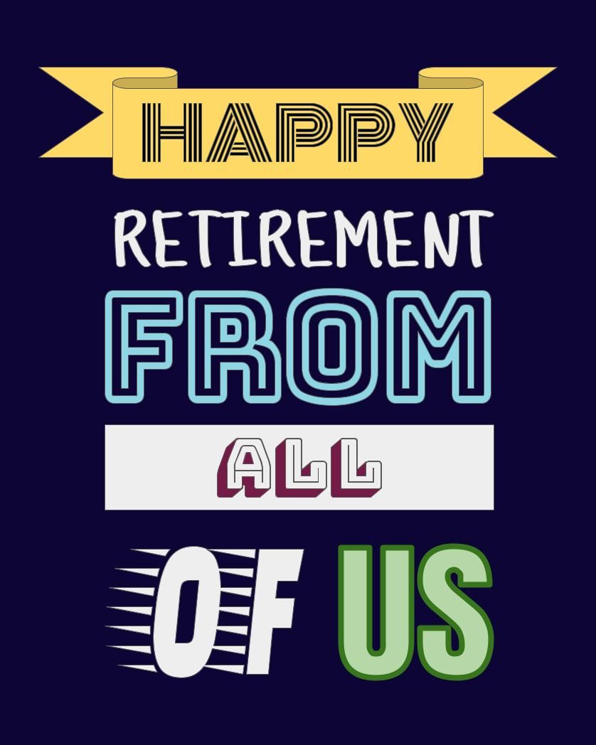 Card design "Happy retirement from all of us"