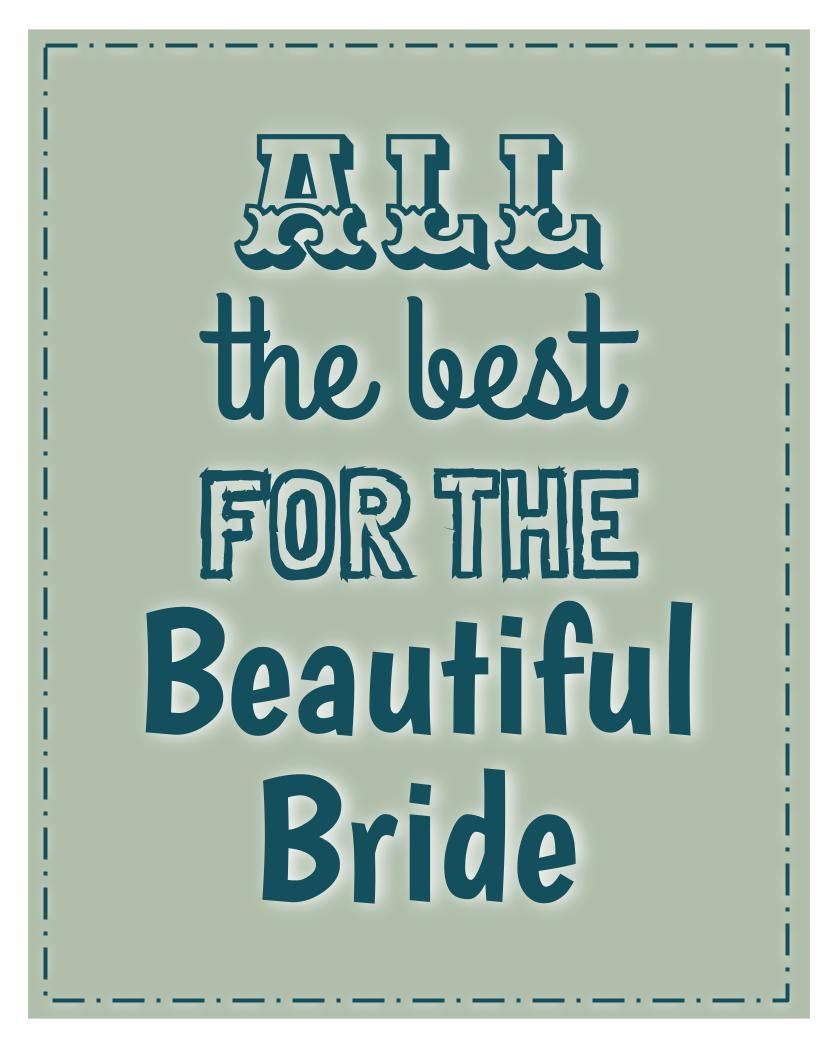 Card design "All the best for the beautiful bride"
