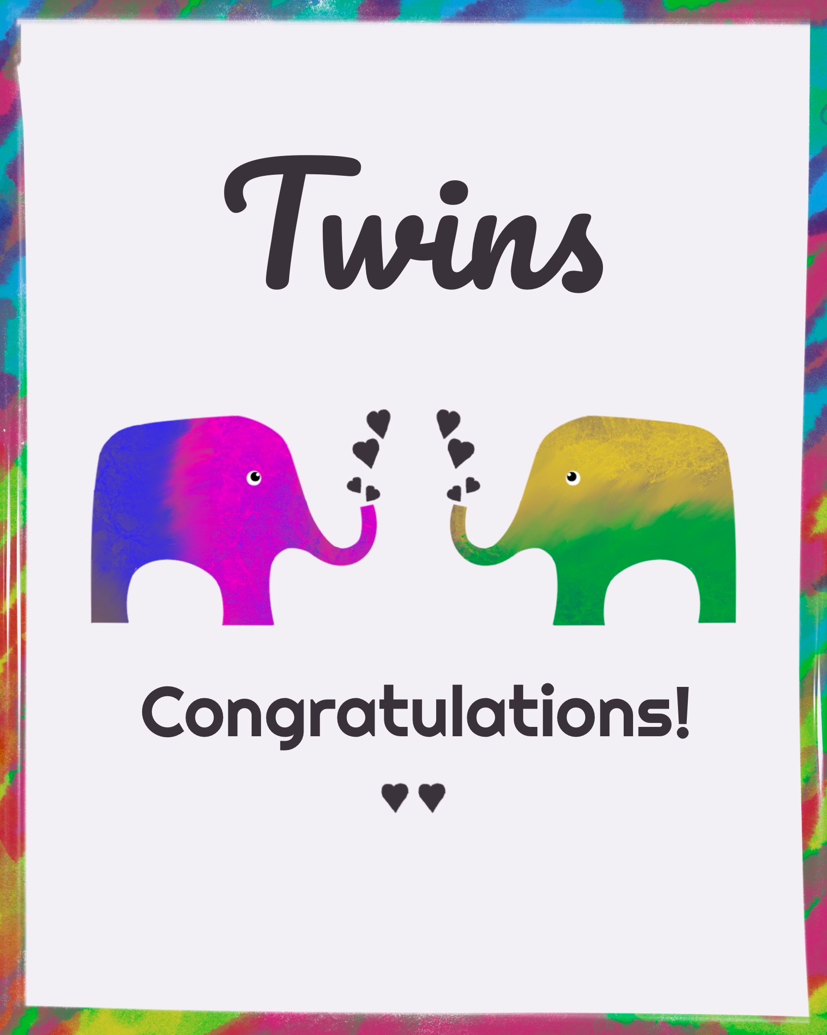 Card design "Twins congratulations"