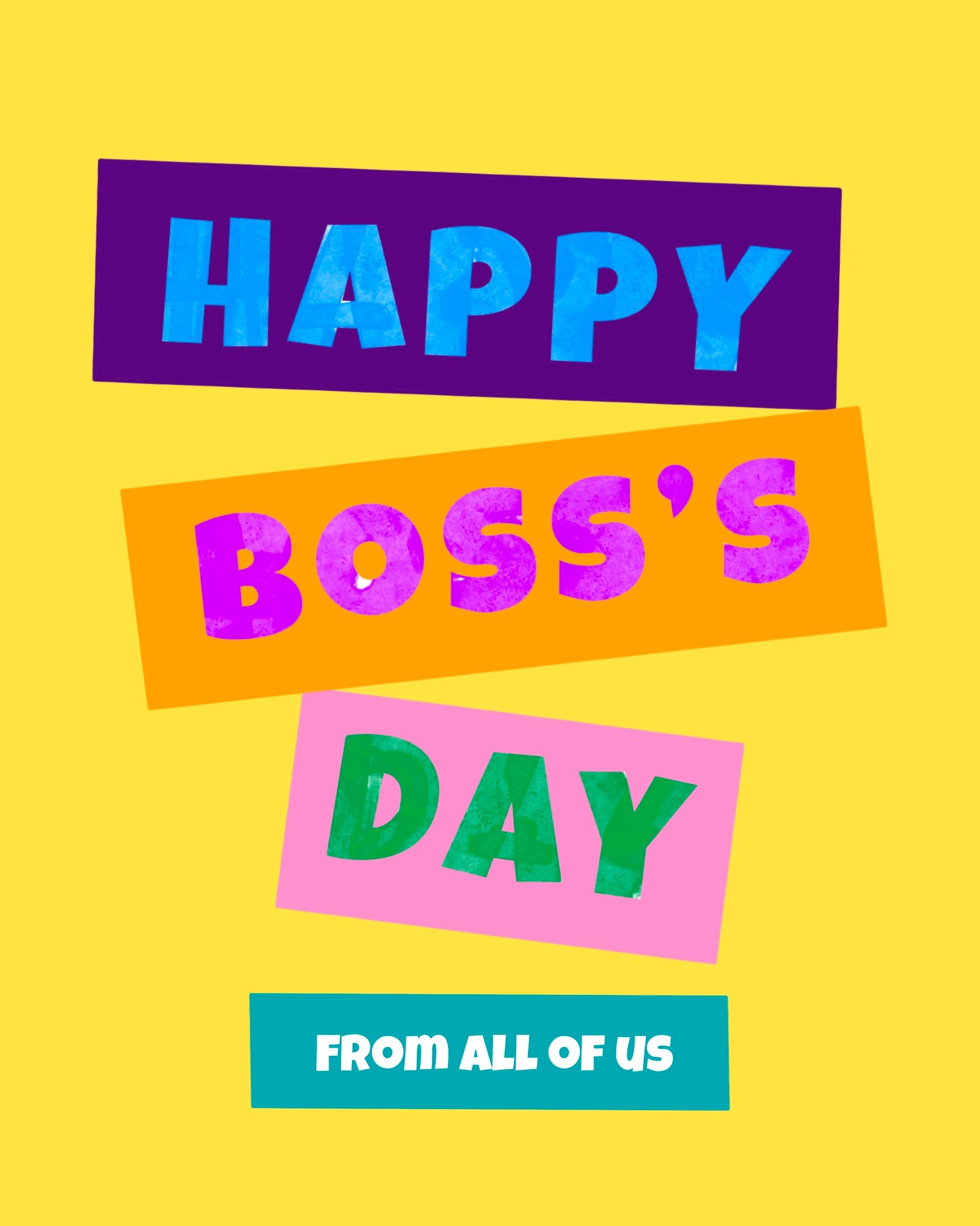 Card design "happy boss day from all of us"