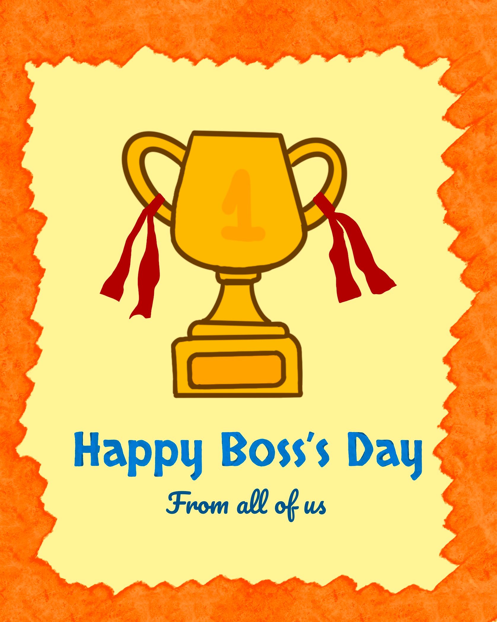Card design "happy boss day trophy"
