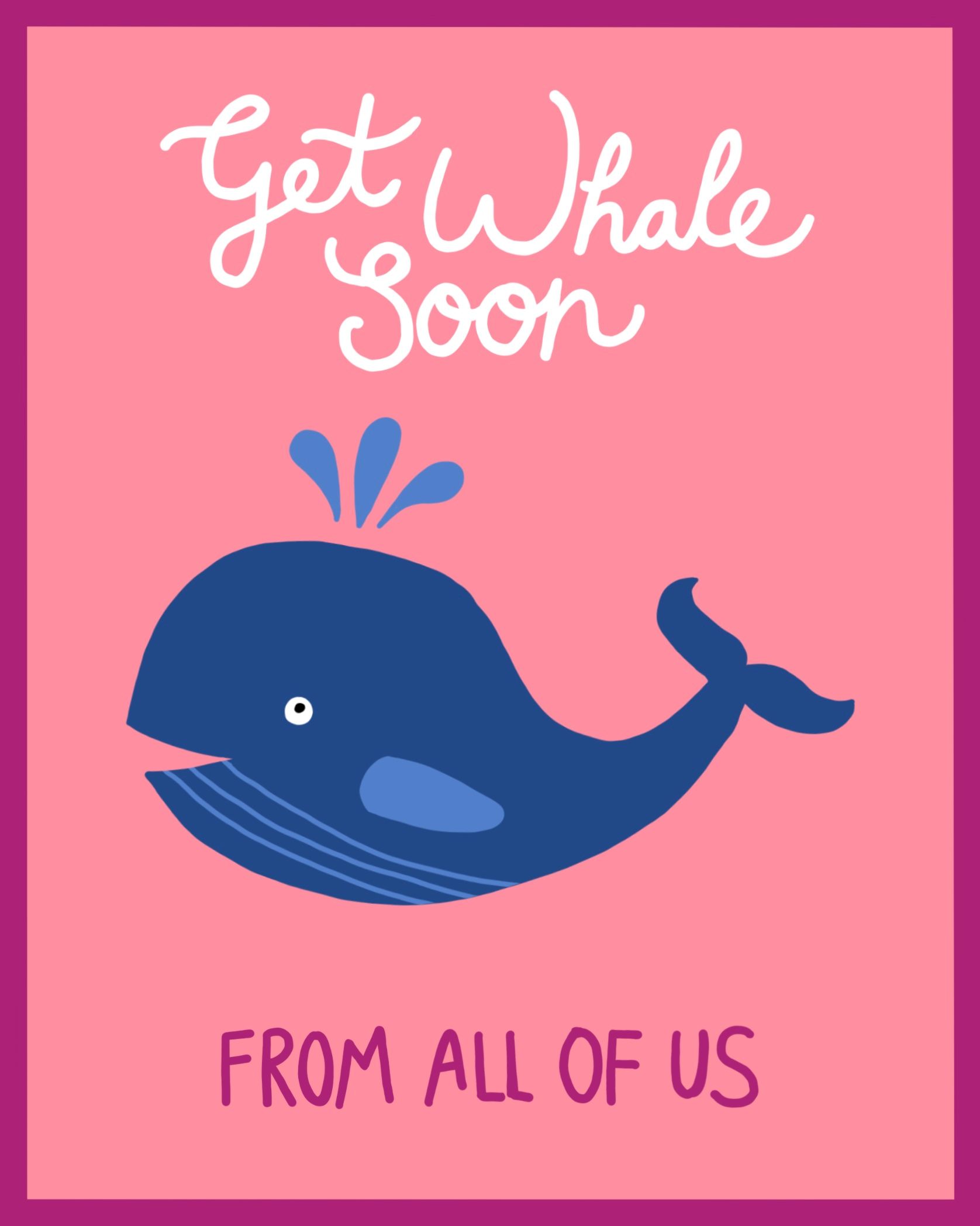 Card design "get whale soon"