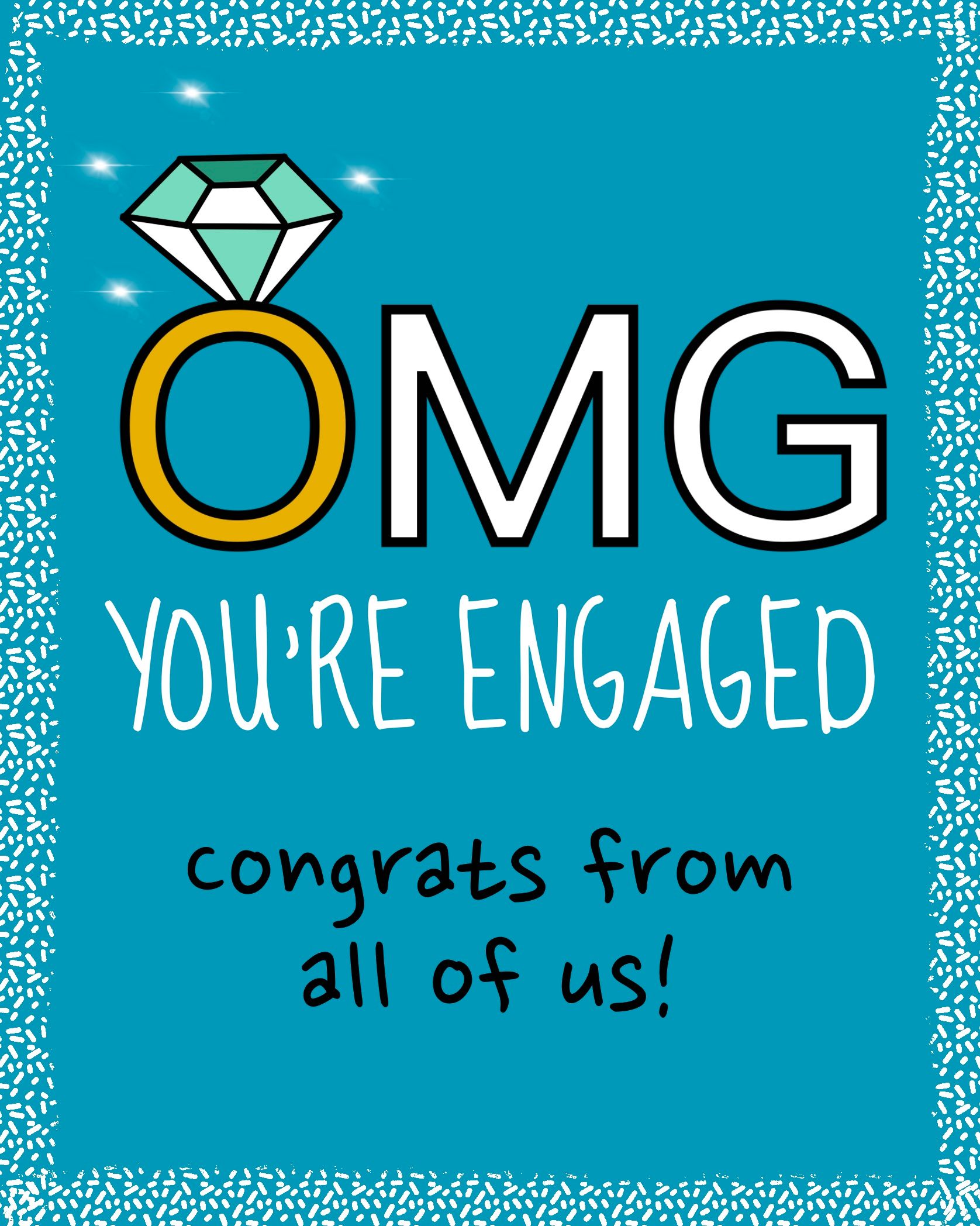 Card design "omg you’re engaged"
