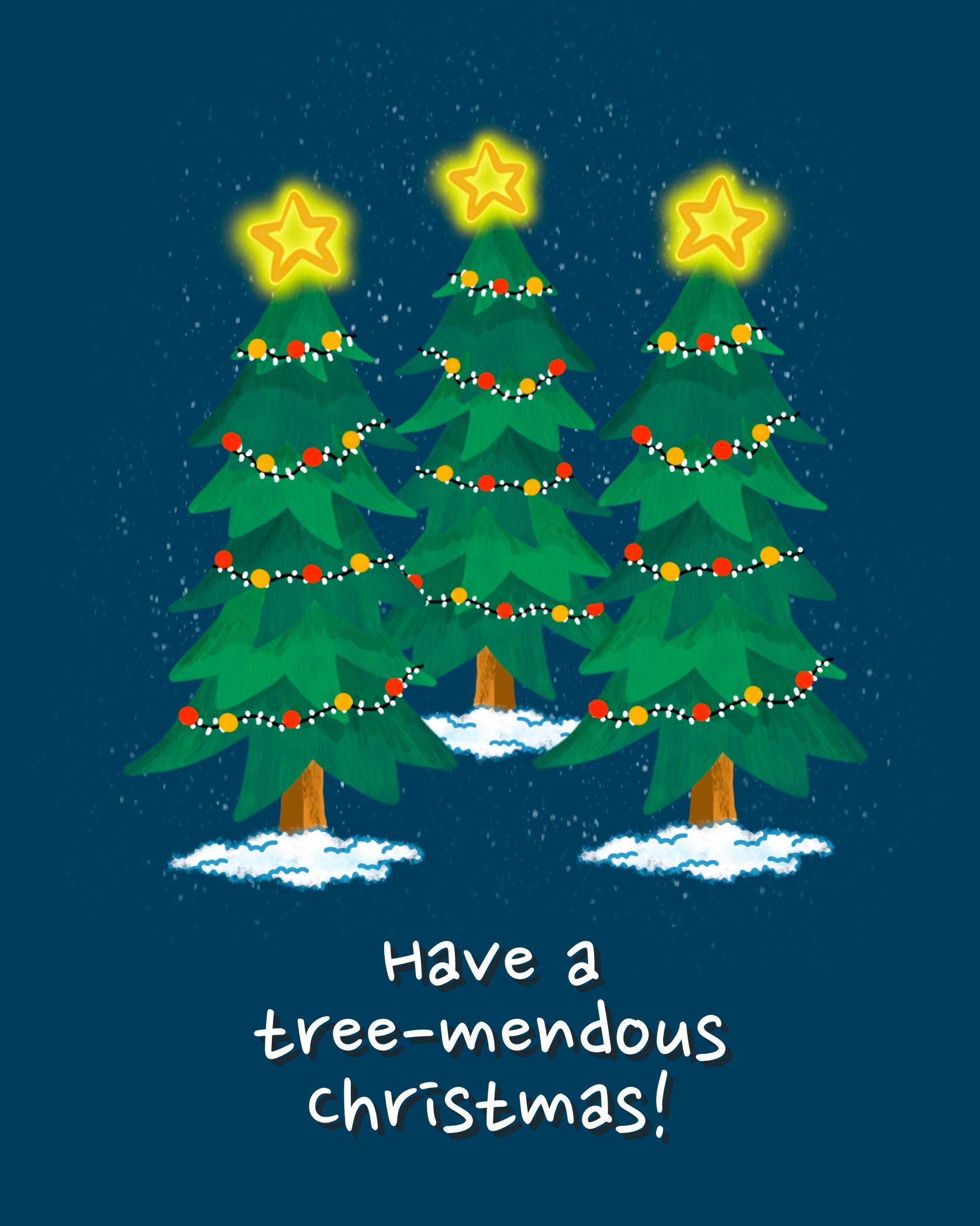 Card design "have a tree-mendous christmas"