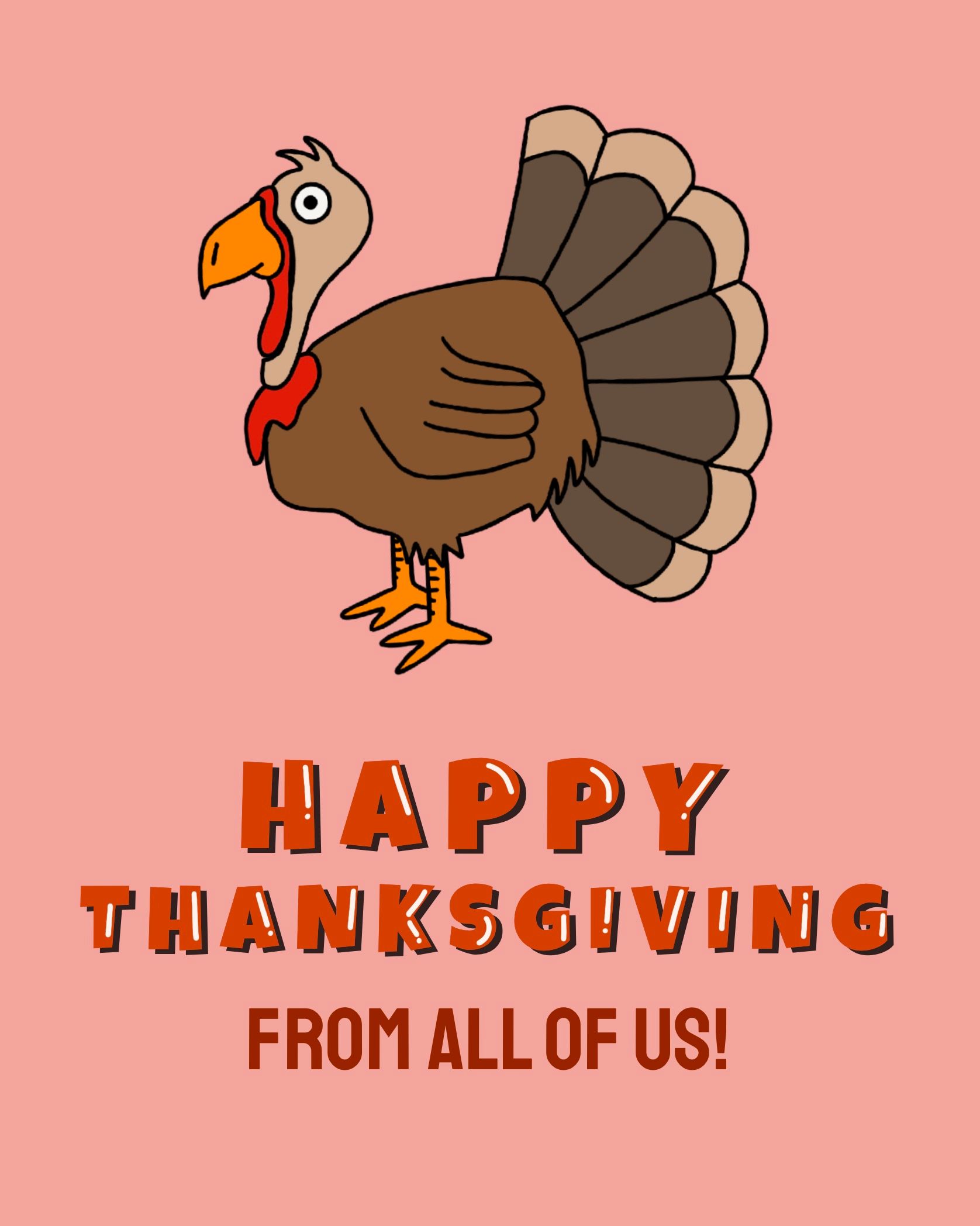 Card design "happy thanksgiving from all of us turkey"