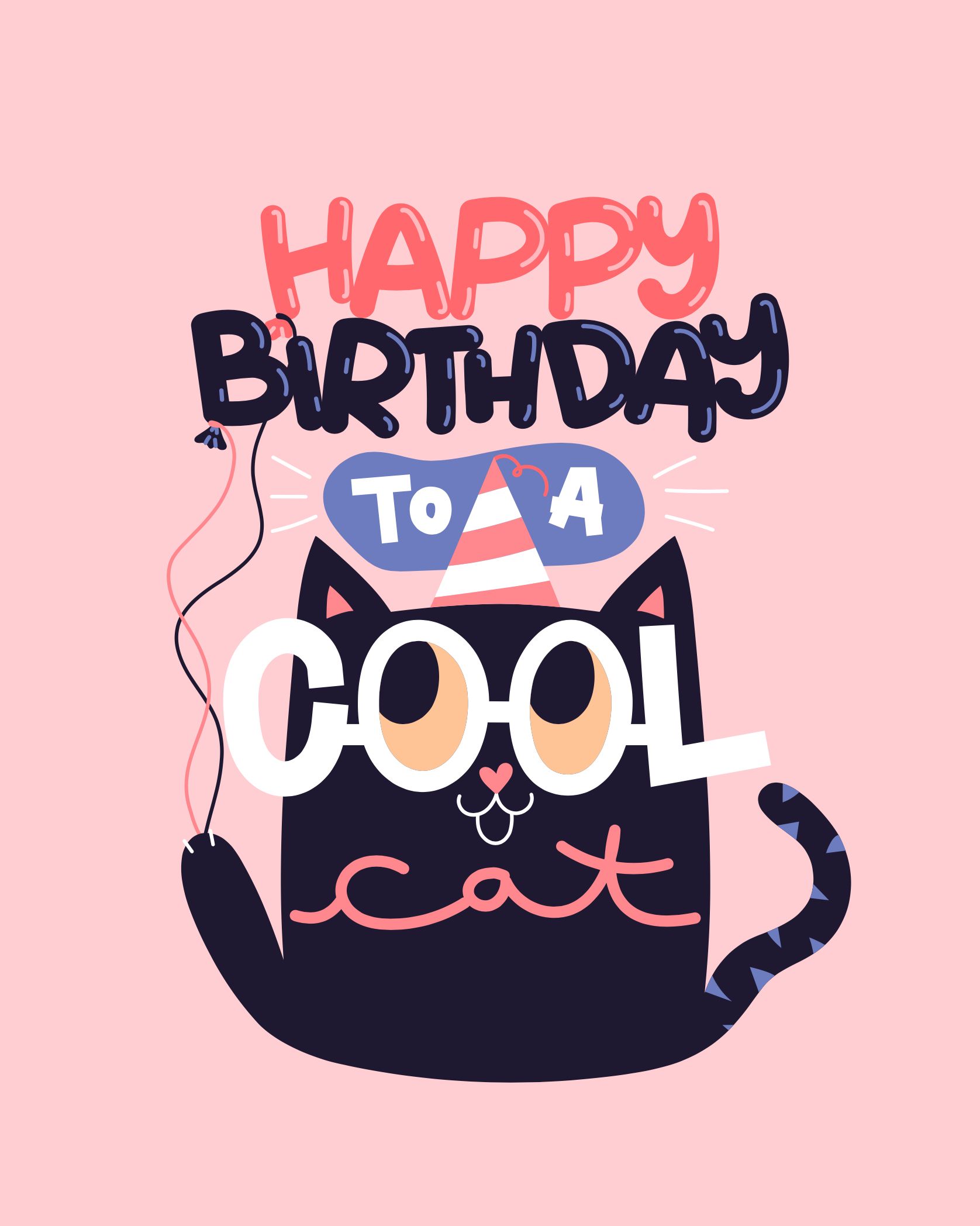 Card design "happy birthday to a cool cat"