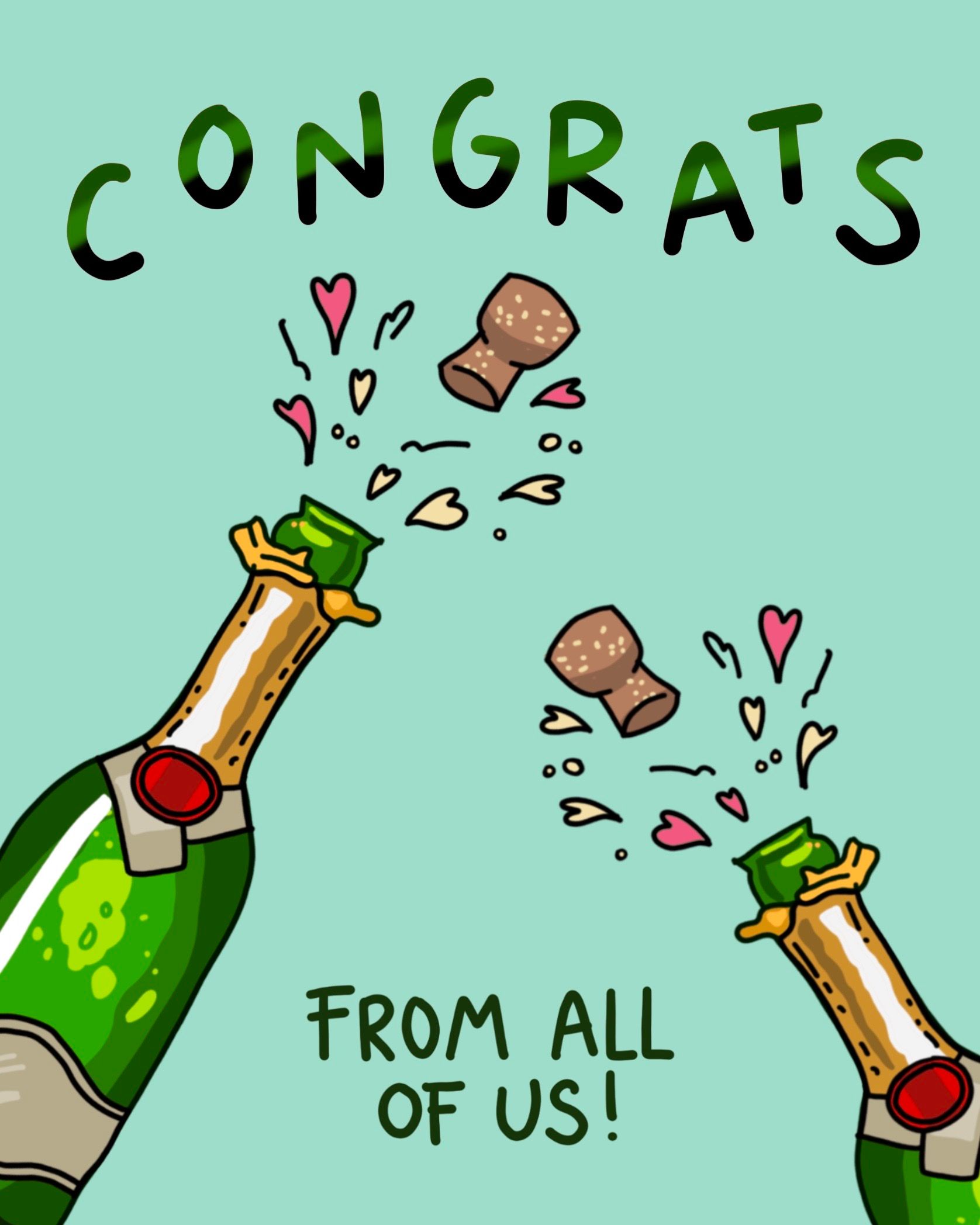 Card design "congrats from all of us"
