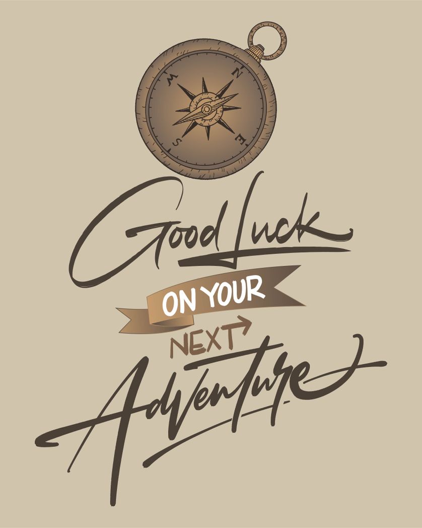 Card design "good luck on your next adventure compass"