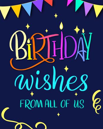 Use best wishes from all of us - office birthday group card