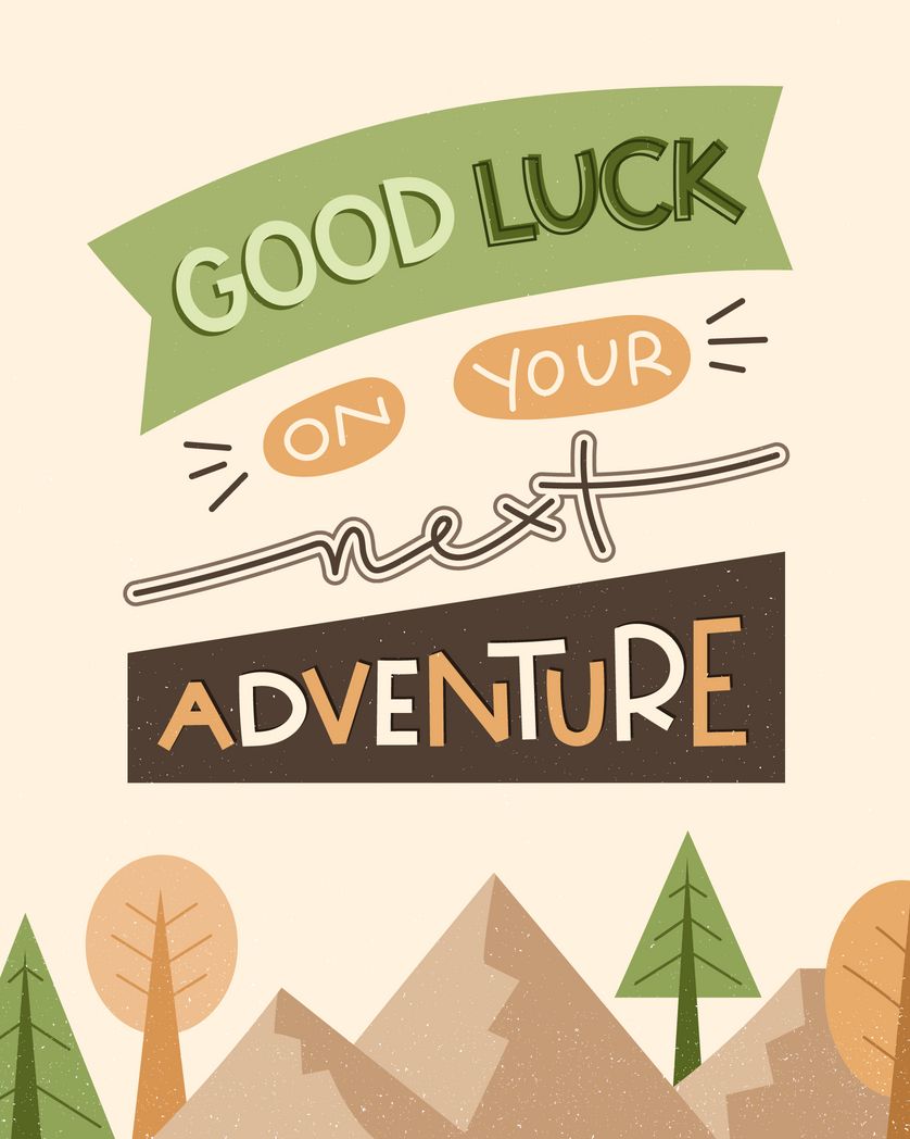 Card design "good luck on your next adventure"