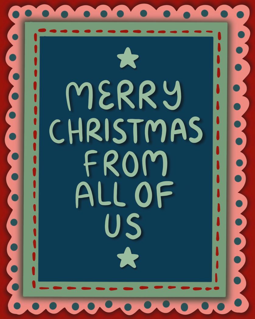 Card design "merry christmas from all of us"