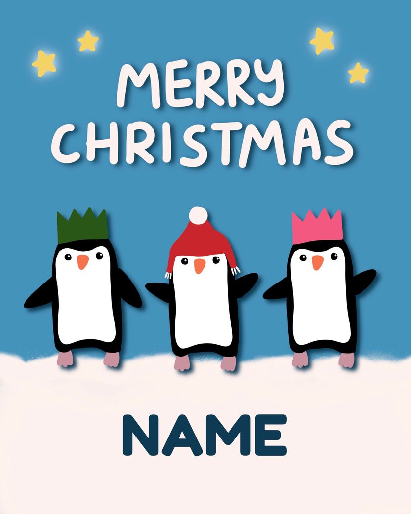 Card design "merry christmas penguins customisable"