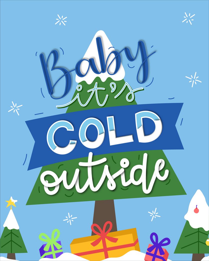 Card design "baby it's cold outside"