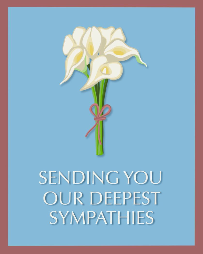 Card design "sending you our deepest sympathies"