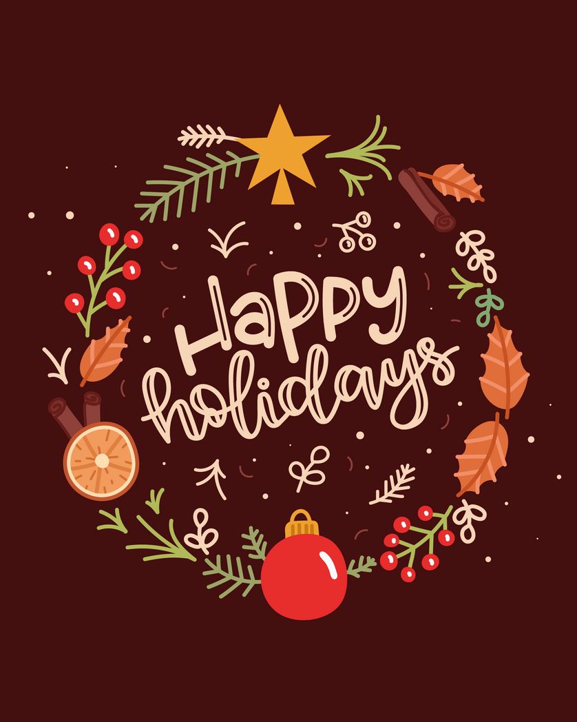 Card design "happy holidays wreath"