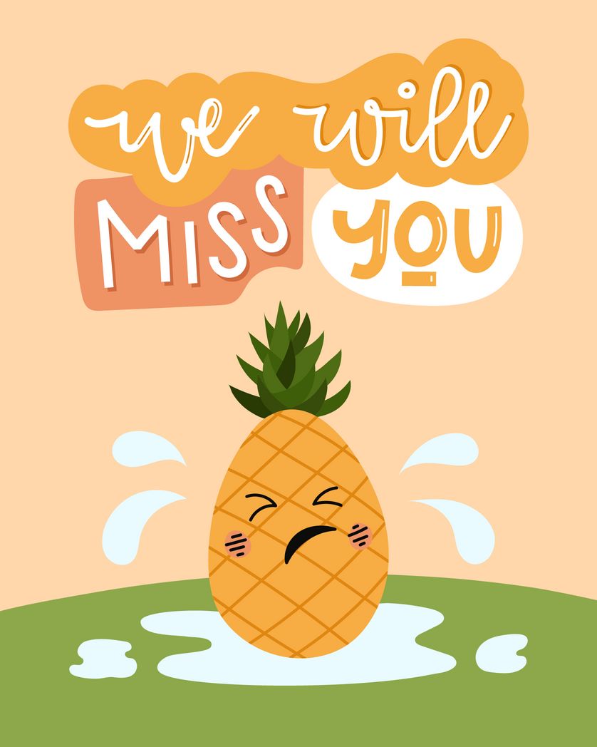Card design "we will miss you pineapple"