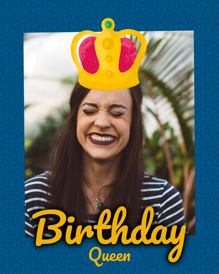 Card design "birthday queen frame"