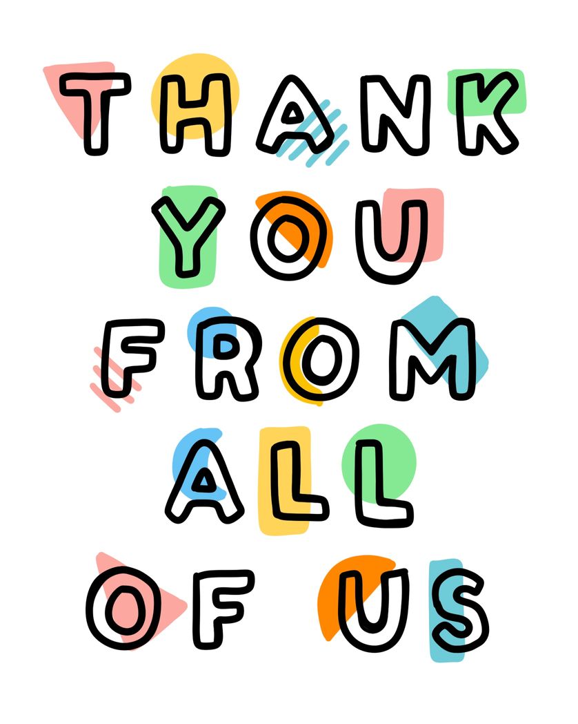 Card design "thank you from all of us"