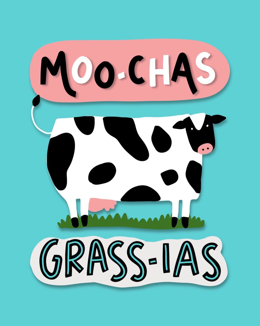Card design "moochas grass-ias funny thank you card"
