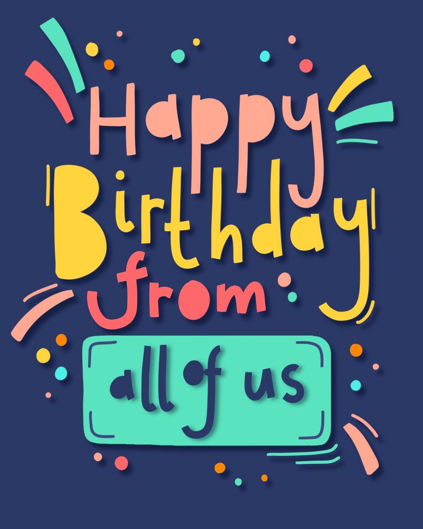 Card design "happy birthday from all of us"