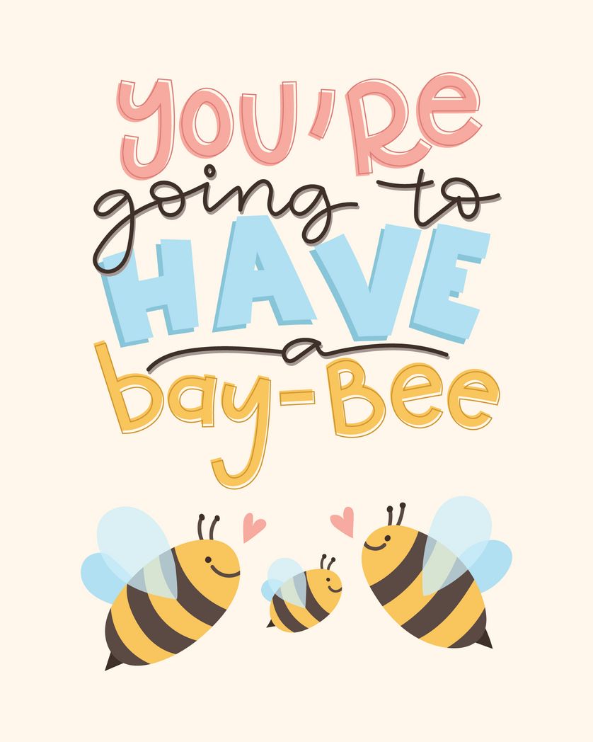 Card design "you're going to have a bay-bee"