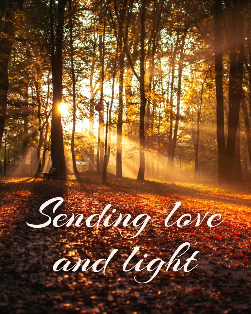 Card design "sending love and light"