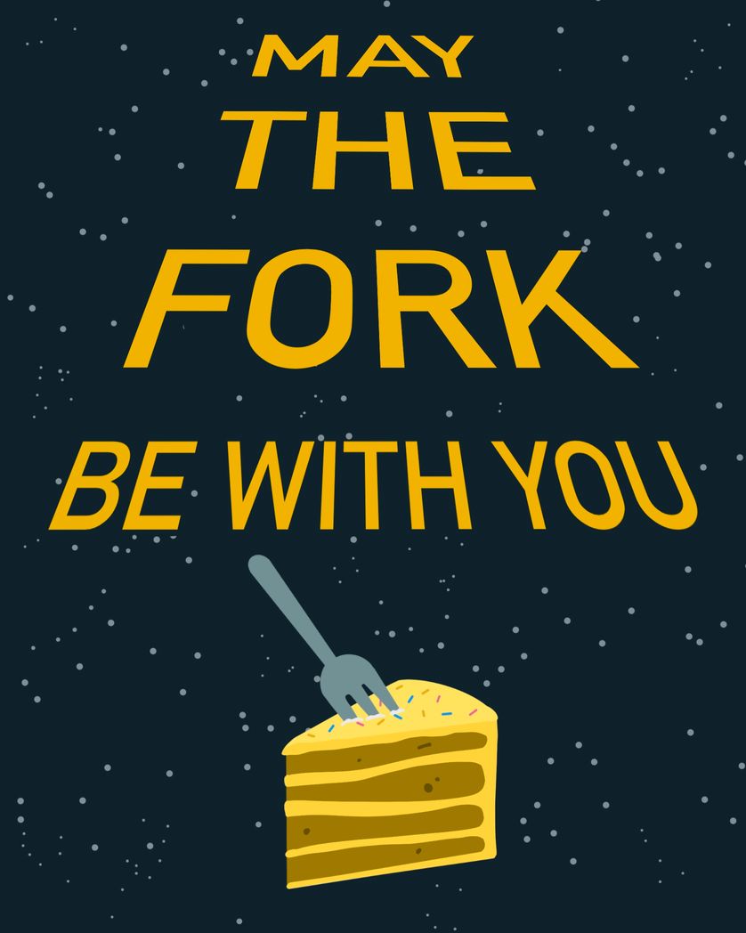 Card design "may the fork be with you"