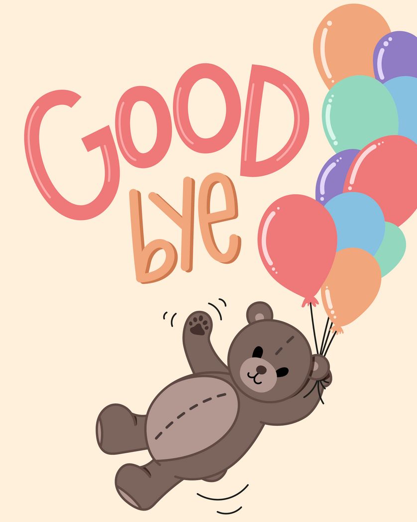 Card design "good bye bear"