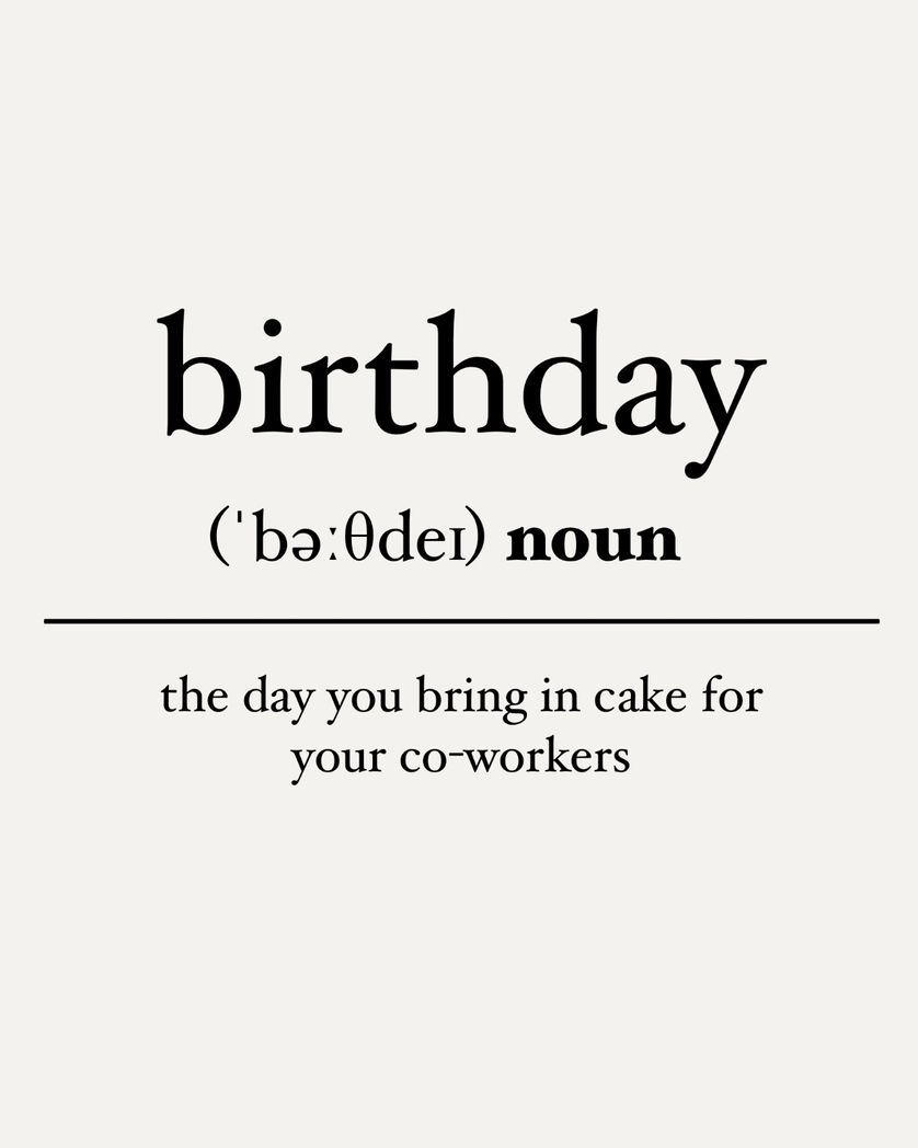Card design "birthday noun"