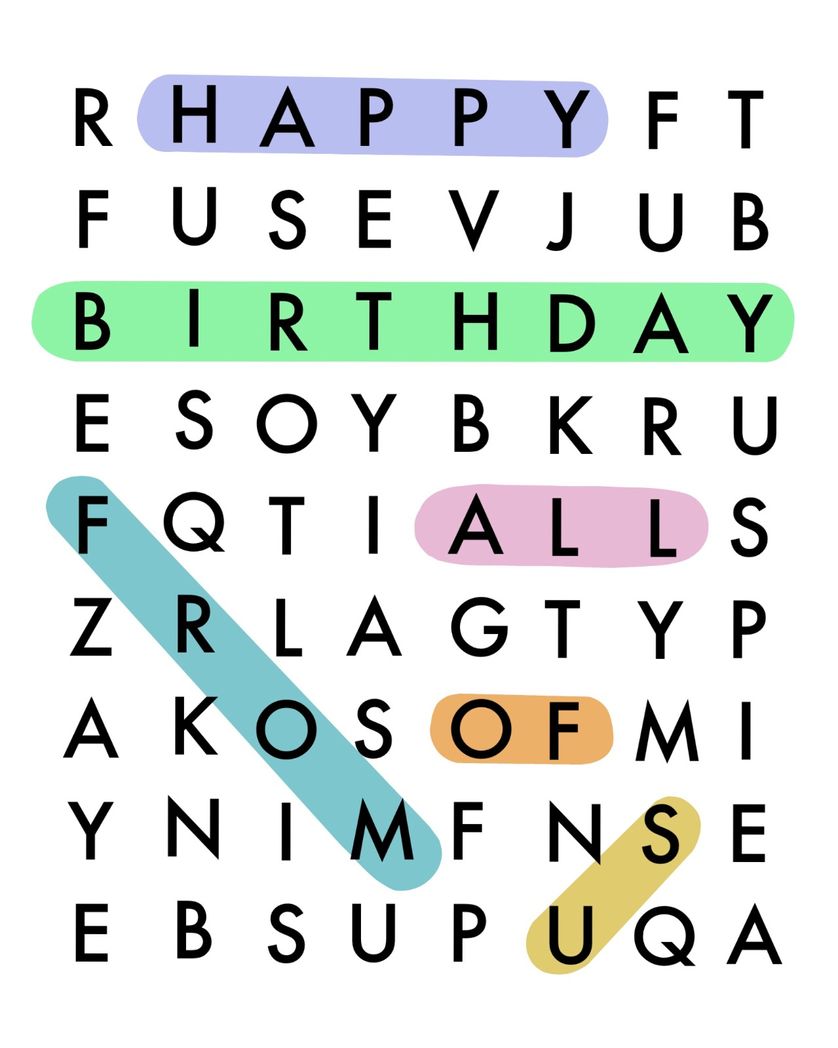 Card design "happy birthday from all of us crossword"