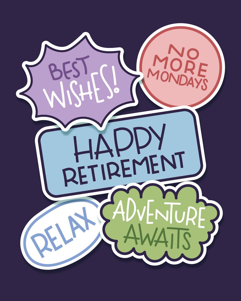 Card design "happy retirement stickers"