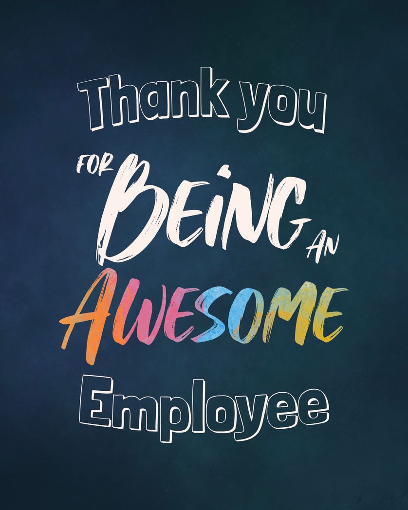 Card design "thank you for being an awesome employee"
