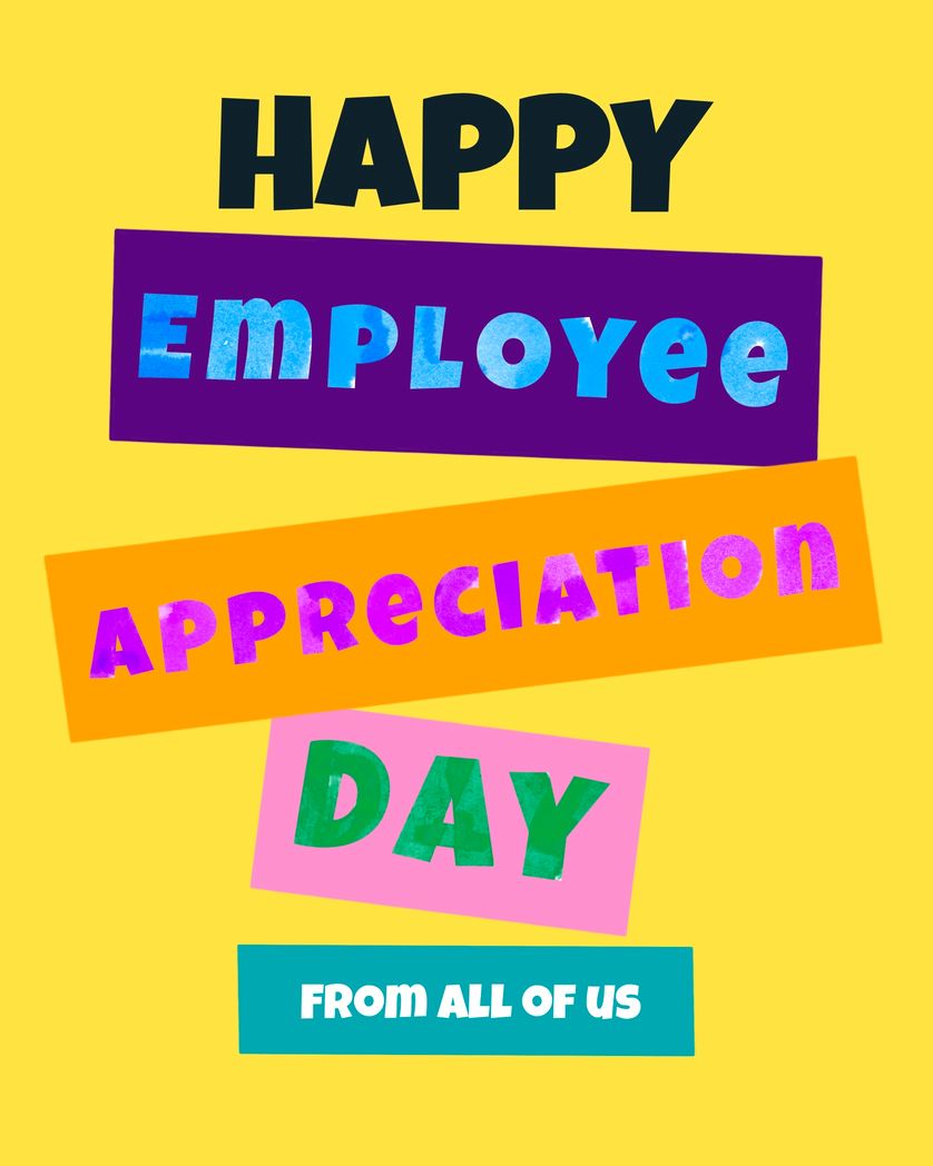 Card design "happy employee appreciation day from all of us"