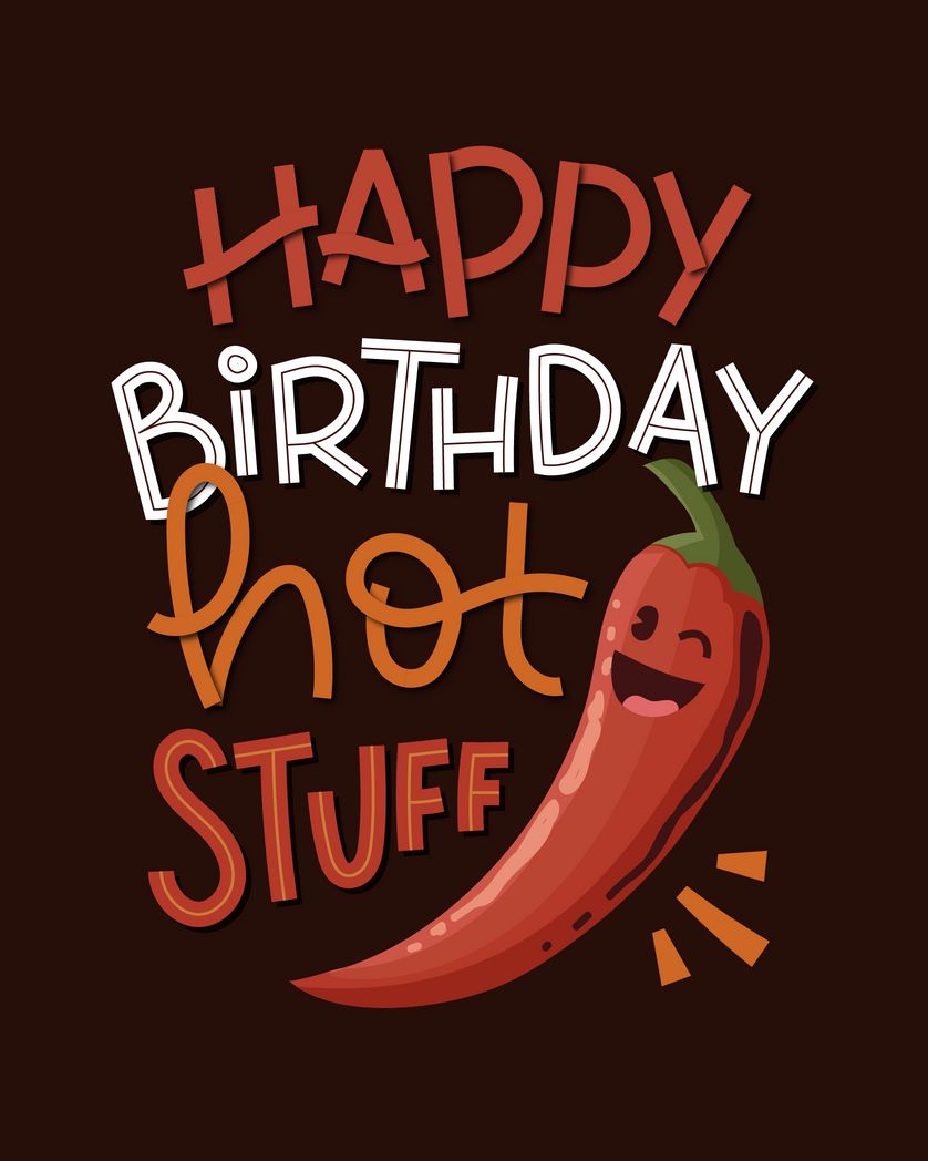 Card design "happy birthday hot stuff"