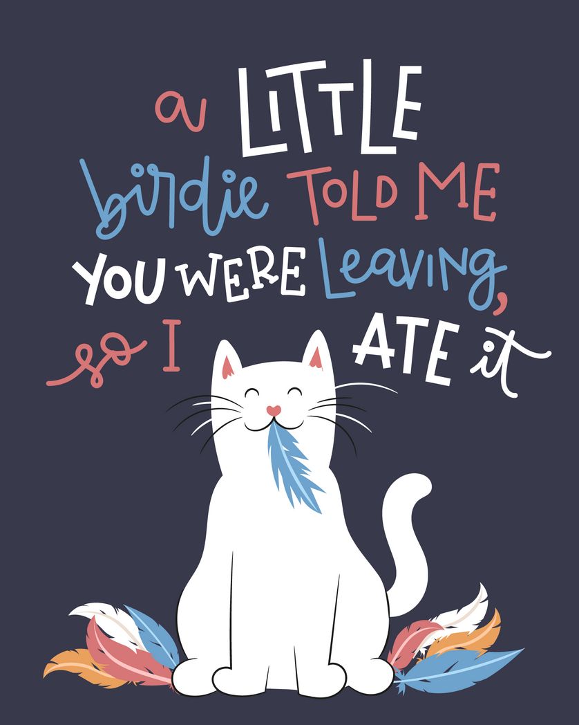 Card design "a little birdie told me you were leaving - funny farewell card"