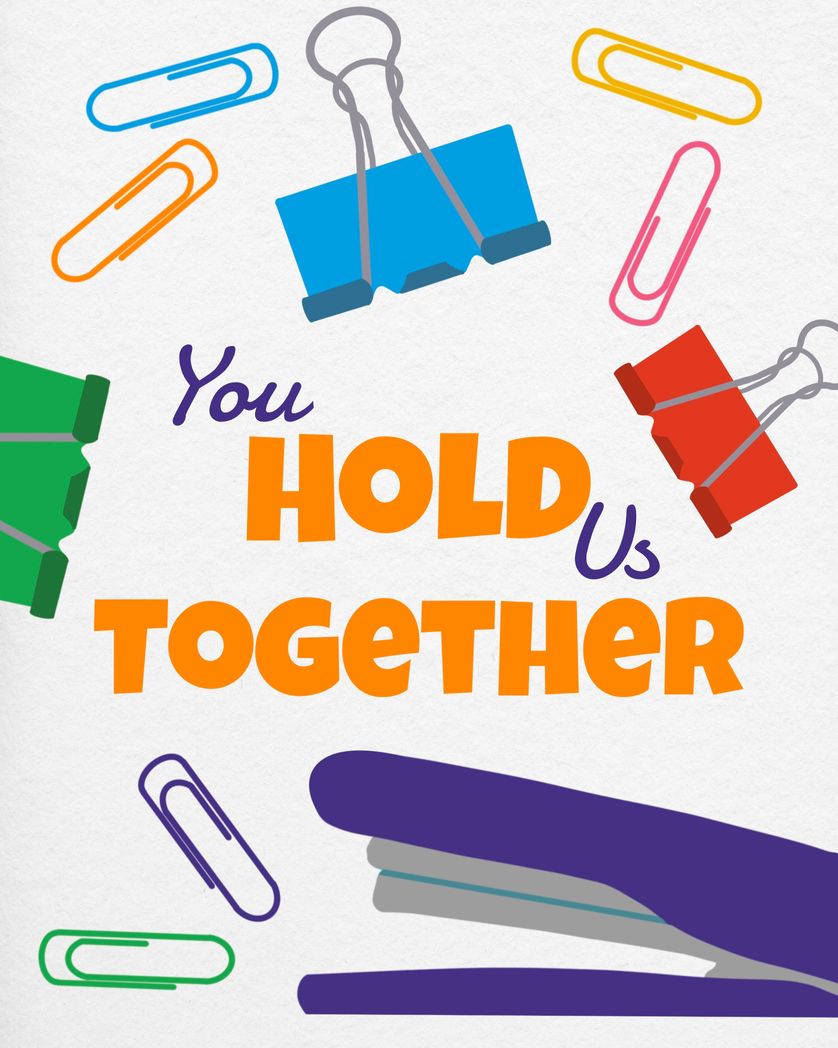 Card design "you hold us together"