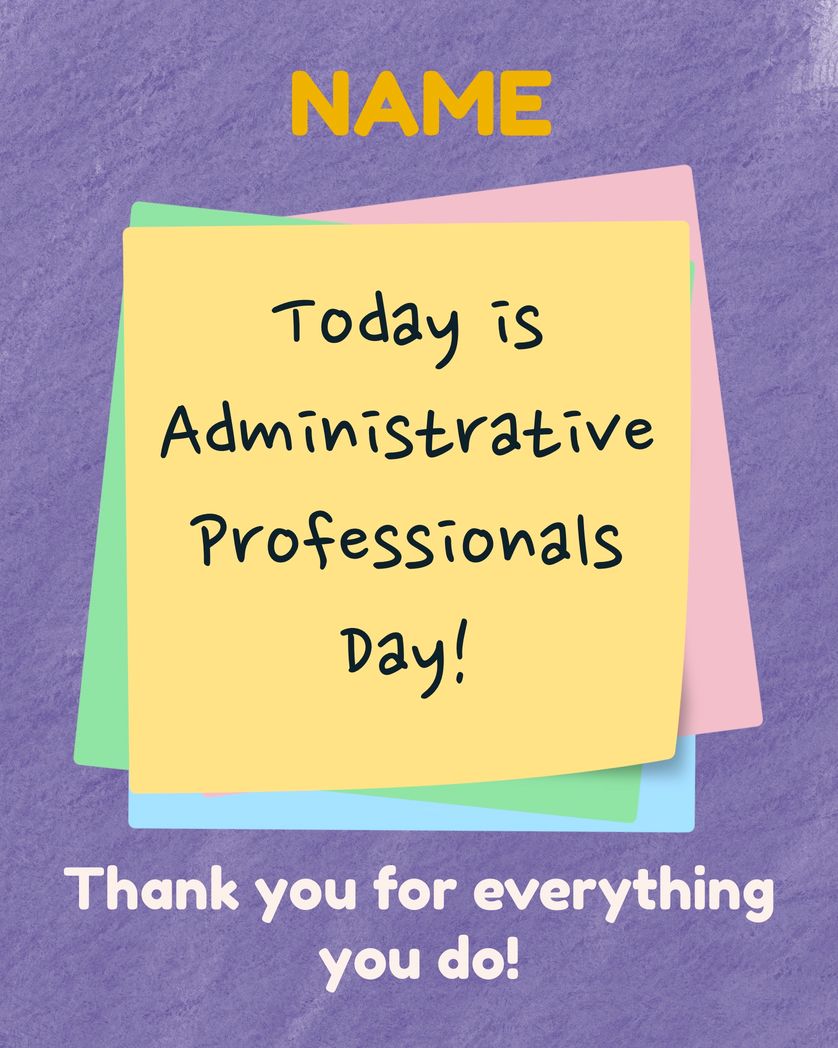Card design "customisable today is administrative professionals day"