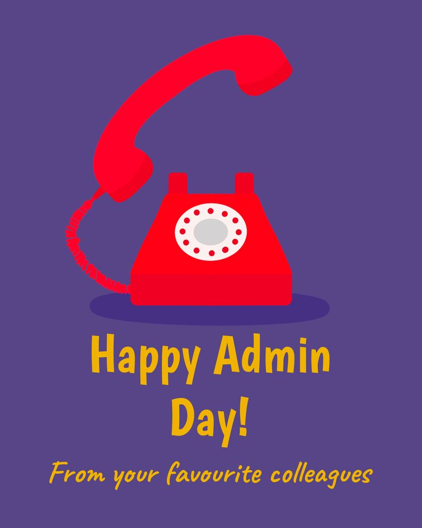 Card design "happy admin day from your favourite colleagues"