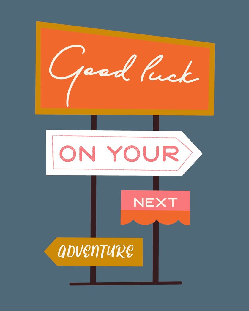 Card design "good luck on your next adventure"
