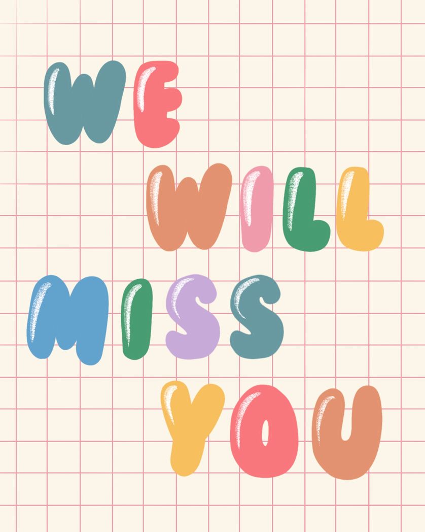 Card design "we will miss you"