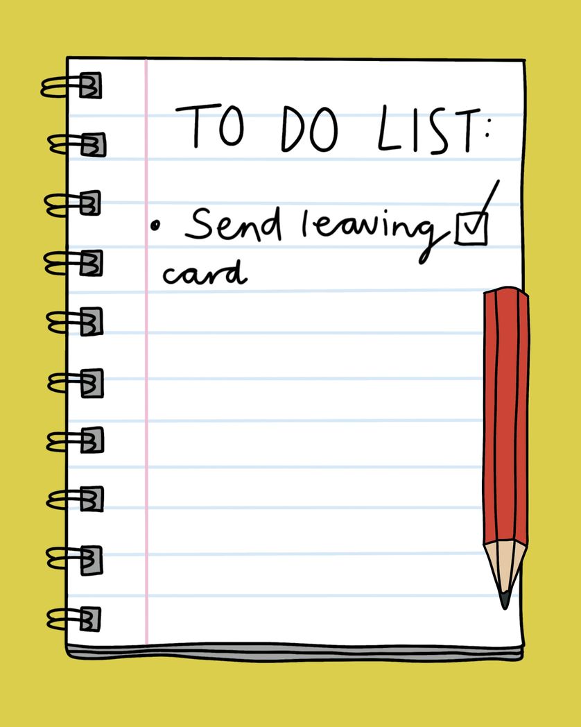 Card design "leaving card to do list"