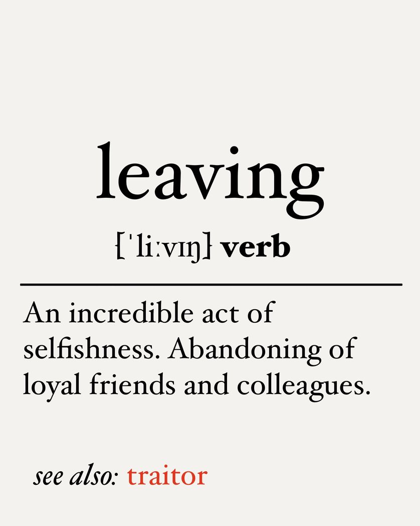 Card design "leaving definition"