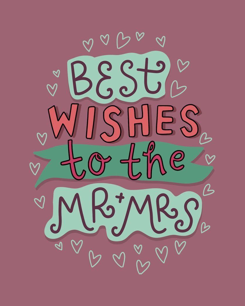 Card design "best wishes to the Mr and Mrs"