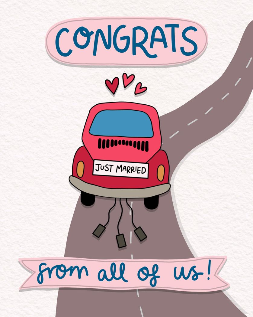 Card design "congrats from all of us - wedding"