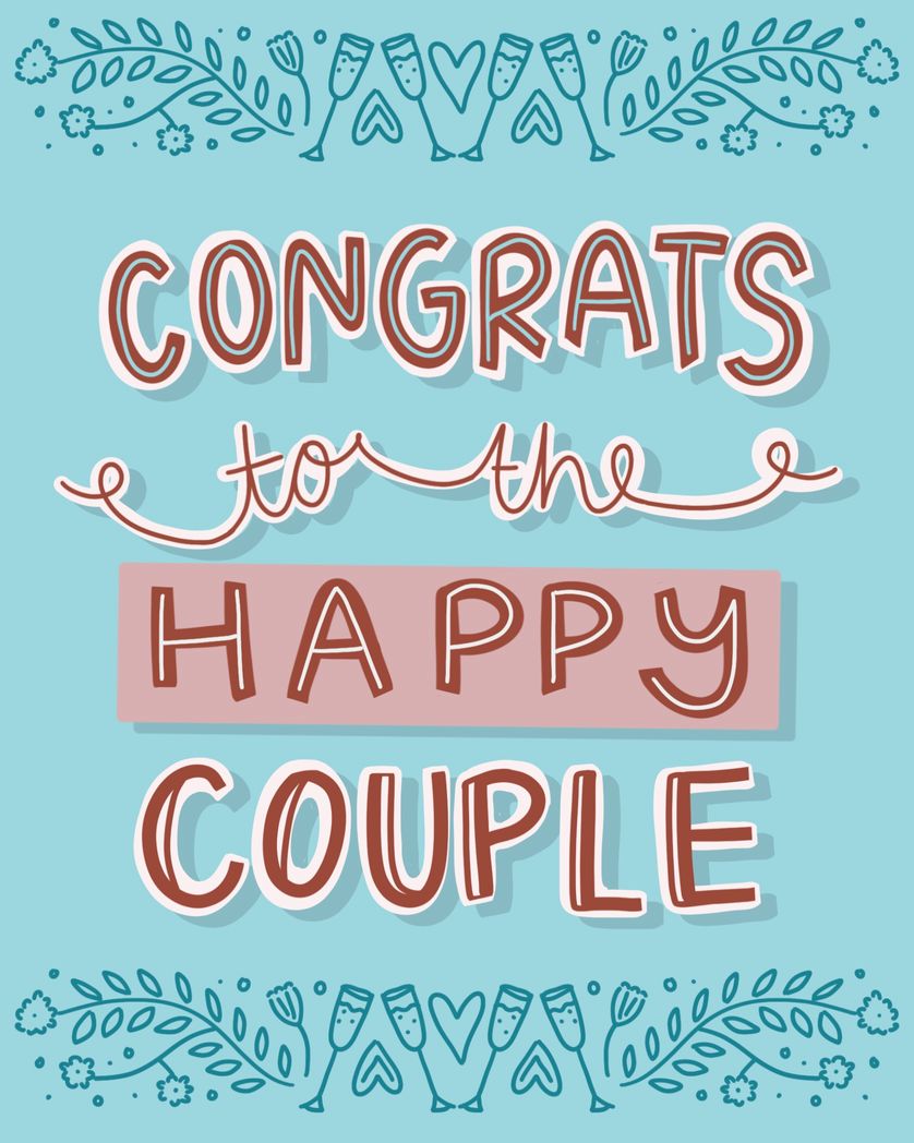 Card design "congrats to the happy couple"